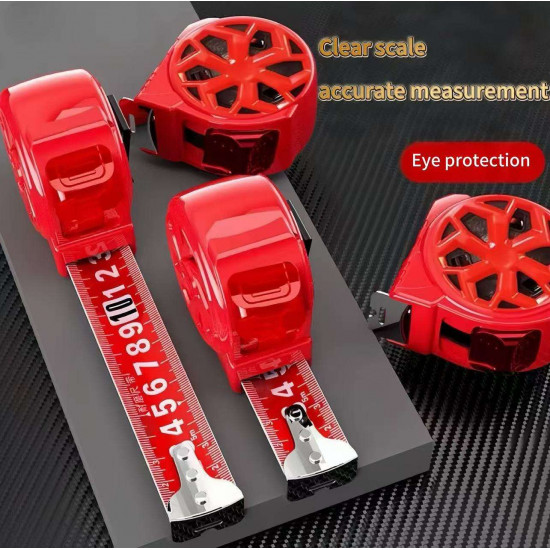Steel Self-winding Brake Measuring Tape 5m 7.5m 10m 3m Lengths Red Color Wear-Resistant High Precision