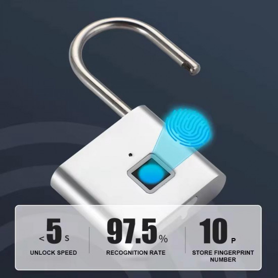 Intelligent Zinc Alloy Smart Padlock Waterproof Anti-Theft Keyless Wood Door Lock Fingerprint Recognition Cloud Data Storage